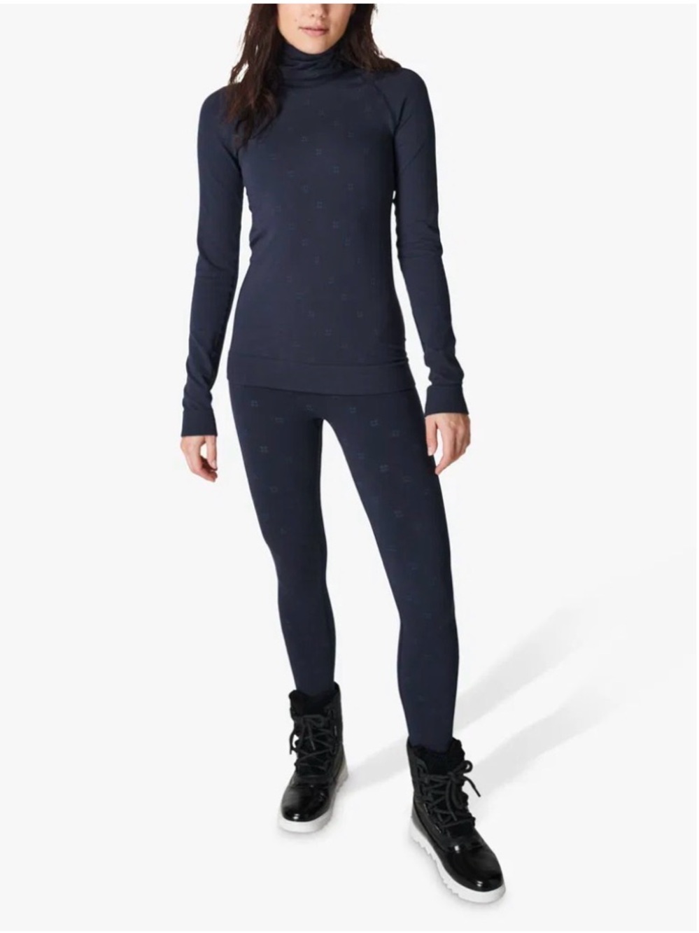 Anthropologie Sweaty Betty Jacquard Turtleneck and Legging Base Layer Set